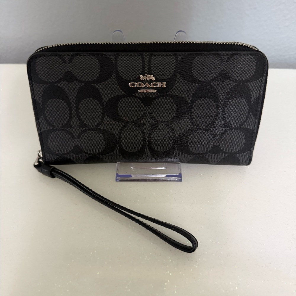 Coach Charcoal Wristlet Wallet
